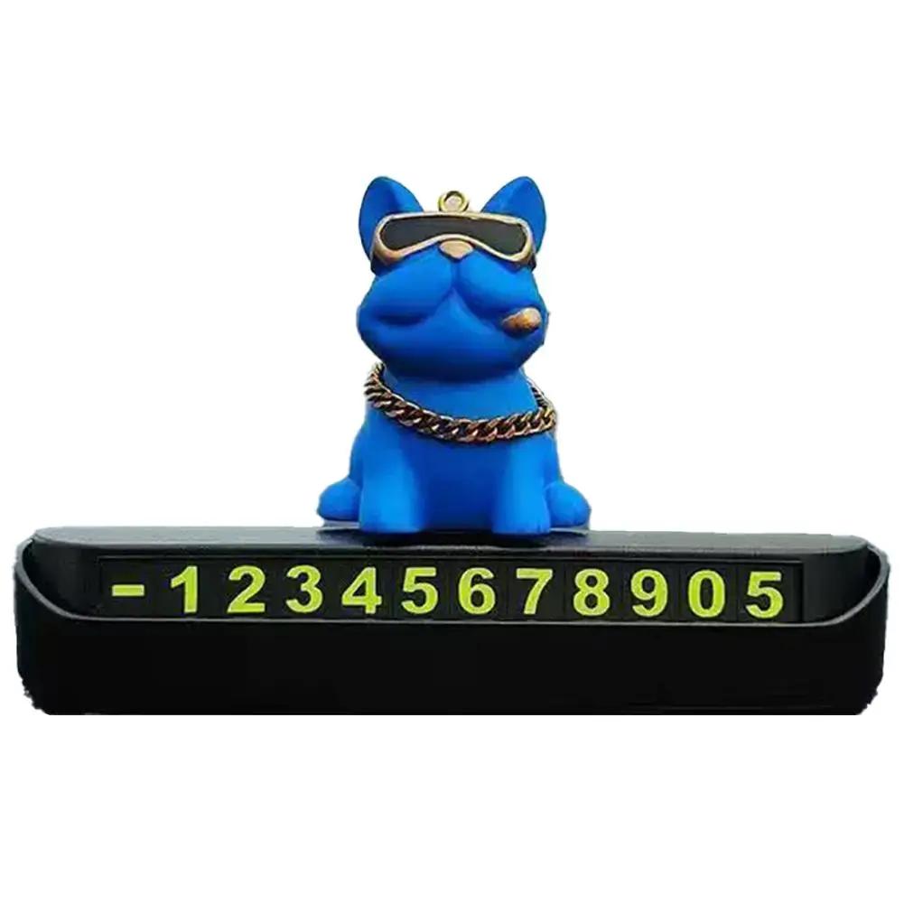 Cute Funny Bulldog Car Temporary Parking Number Plate Gift Automobiles Auto Ornament Cute Voiture Dashboard Decor Accessori P4Z1