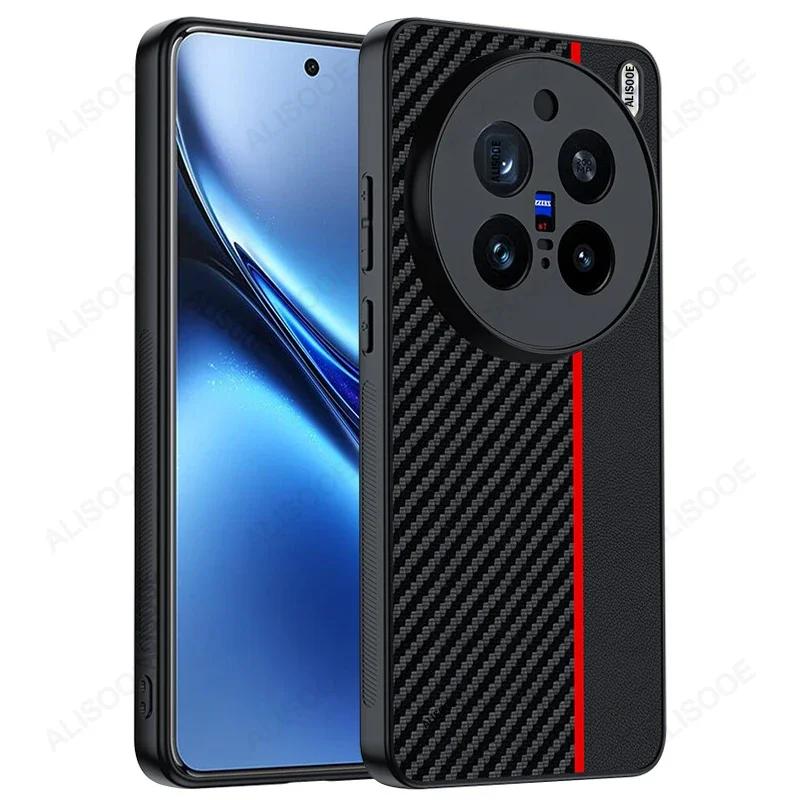 Funda for VIVO X200 Pro Mini Case Luxury Fiber Texture PU Leather Protection Back Cover for VIVO X200 Pro Shockproof Capa