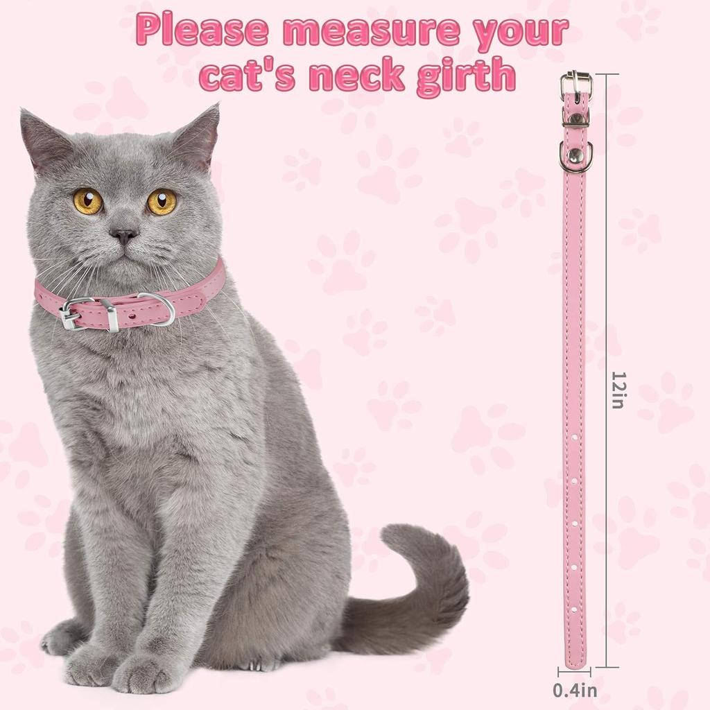 Weewooday 16 Pieces PU Puppy Cat Collar Leather Adjustable Kitten Big Cat Collar Small Pet Collars Colorful Safety Puppy Identification Collar for