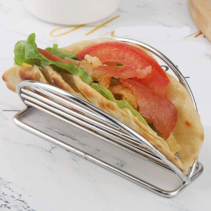 Supporto per Tortillas in Acciaio Inossidabile Resistente Ideale per Grigliare, Cuocere al Forno e Servire Tacos Adatto per Uso Domestico e Ristorante