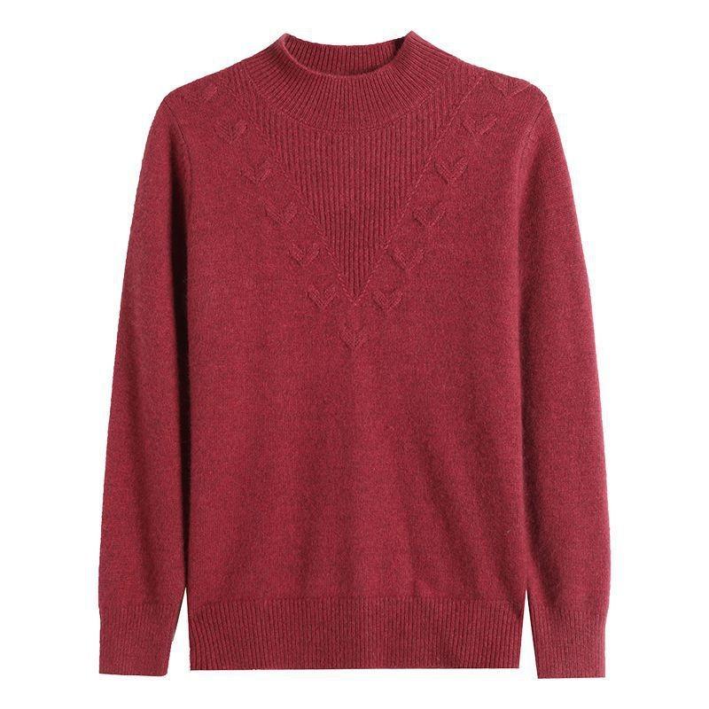 Semi-turtleneck sweater women's new winter fashion versatile warm thickened solid color knitted bottoming shirt outer wear