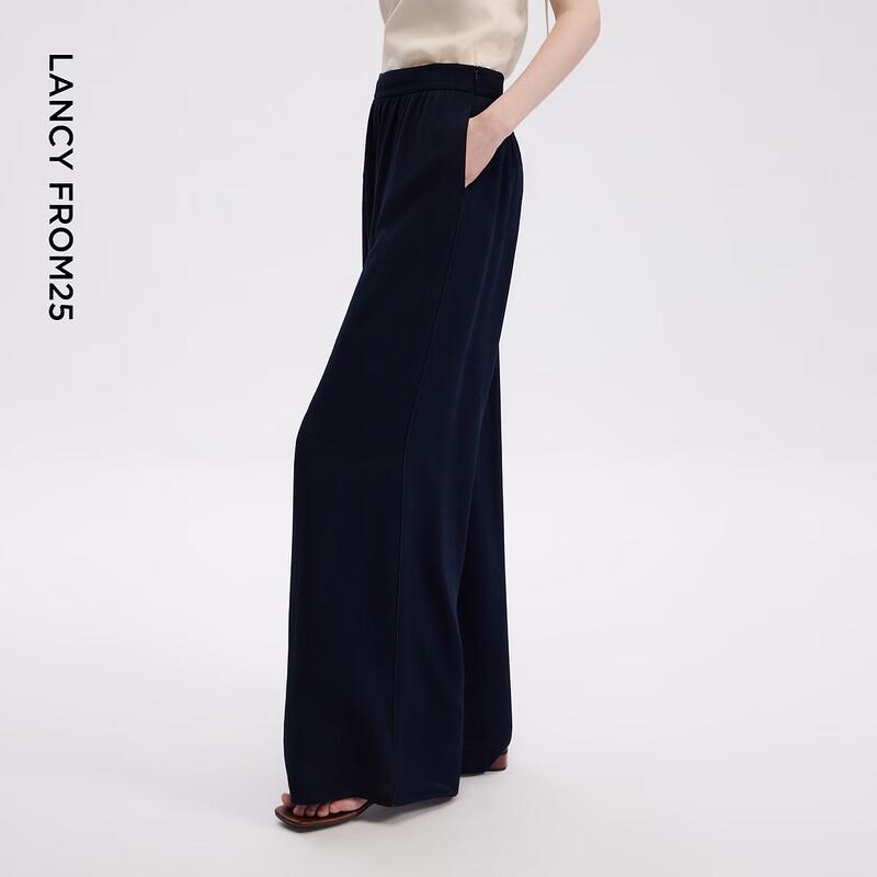 LANGZI Women's 100% Silk Wide-Leg Pants
