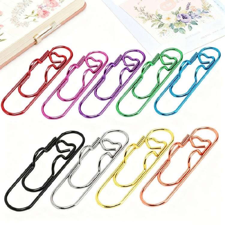 Set of 30 Cuteness Heart Shape Paper Clips Cartoon Bookmarks Set for Offices School Supplies Fun Document Organization