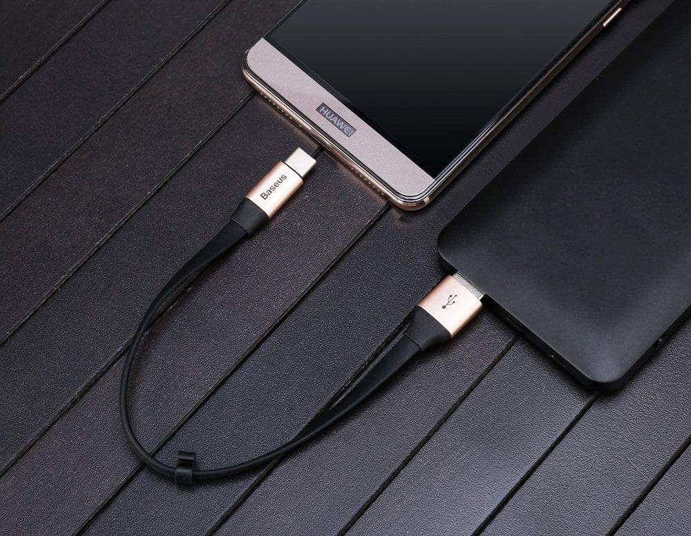 Cablu USB-C Baseus de 0,23 m cu suport - negru 2A