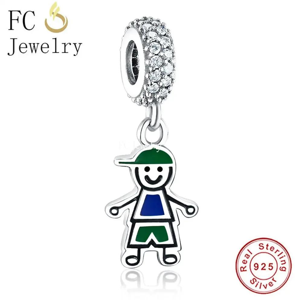 FC Jewelry Fit Original Pan Charms Bracelet Authentic 925 Silver Little Boy Girl Son Daughter Bead Pendant For Women Berloque