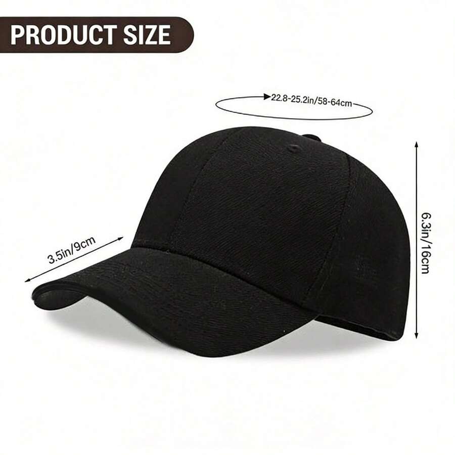 Classic Black Baseball Cap For Men And Women Adjustable Fit Casual Outdoor Sports Hat
