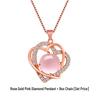 Intertwined Double Heart Shape Pink Crystal & Cat's Eye Heart Pendant