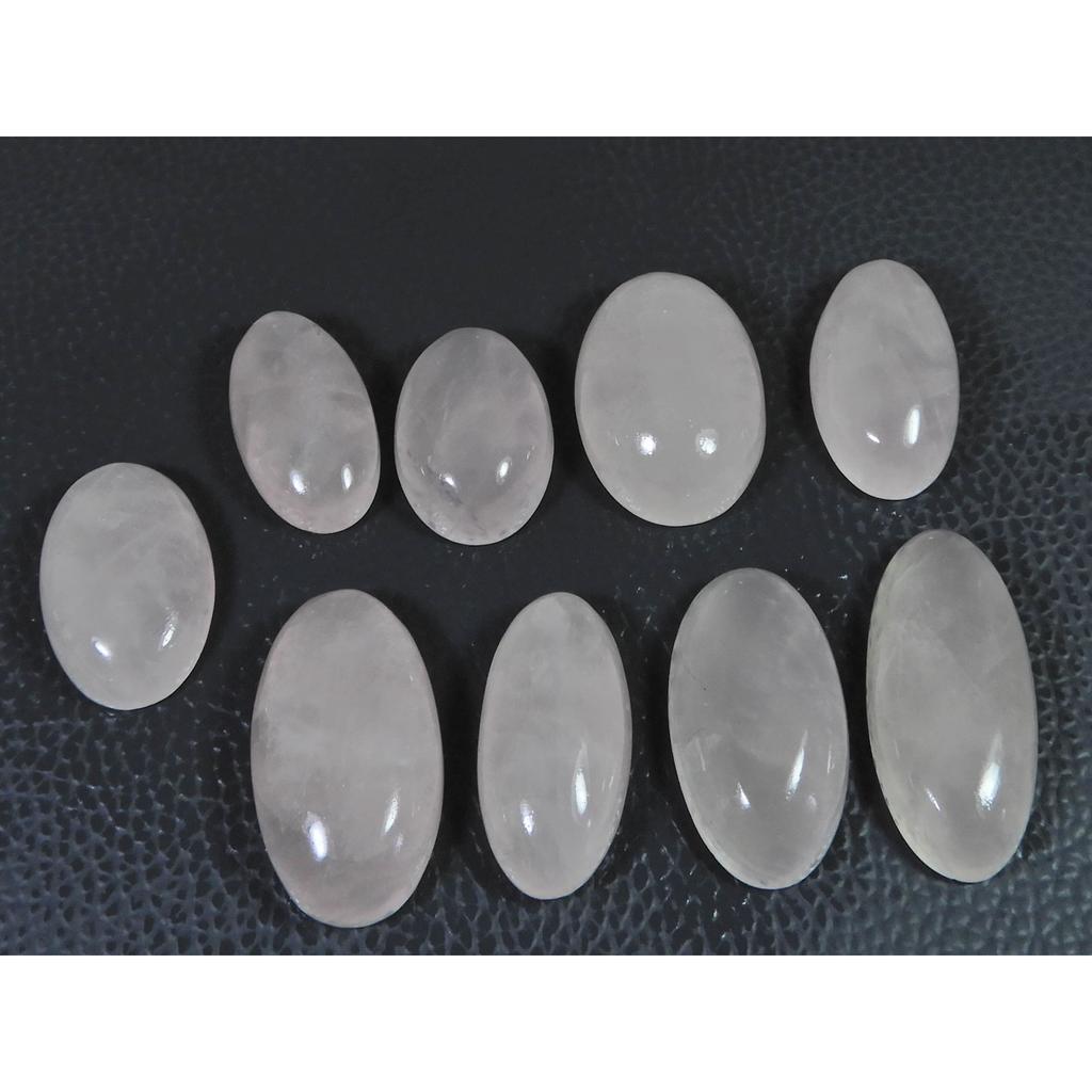 310Cts.Natural Pink Rose Quartz Oval Shape Cabachon Loose Gemstone 09Pcs Lot C-2515