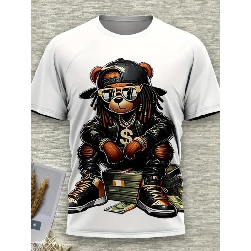 Funny Animal 3D Printing Short Sleeve Summer Outdoor Fashion Wear Tops Large Size Loose Men's T-Shirts