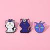 Cute Soft Cute Cartoon Creative Personality Kitten Metal Badge Moon Cat Alloy Drip Brooch Pin
