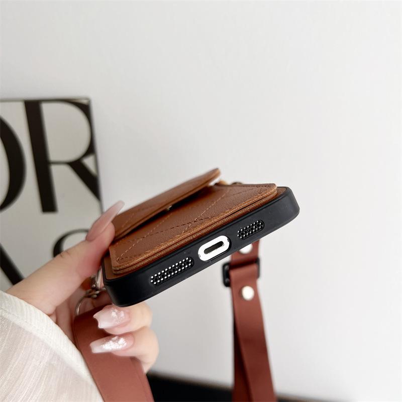 iPhone 17 Pro/16 Pro Max/14/13 Crossbody Hülle mit Kartenfächern & Riemen