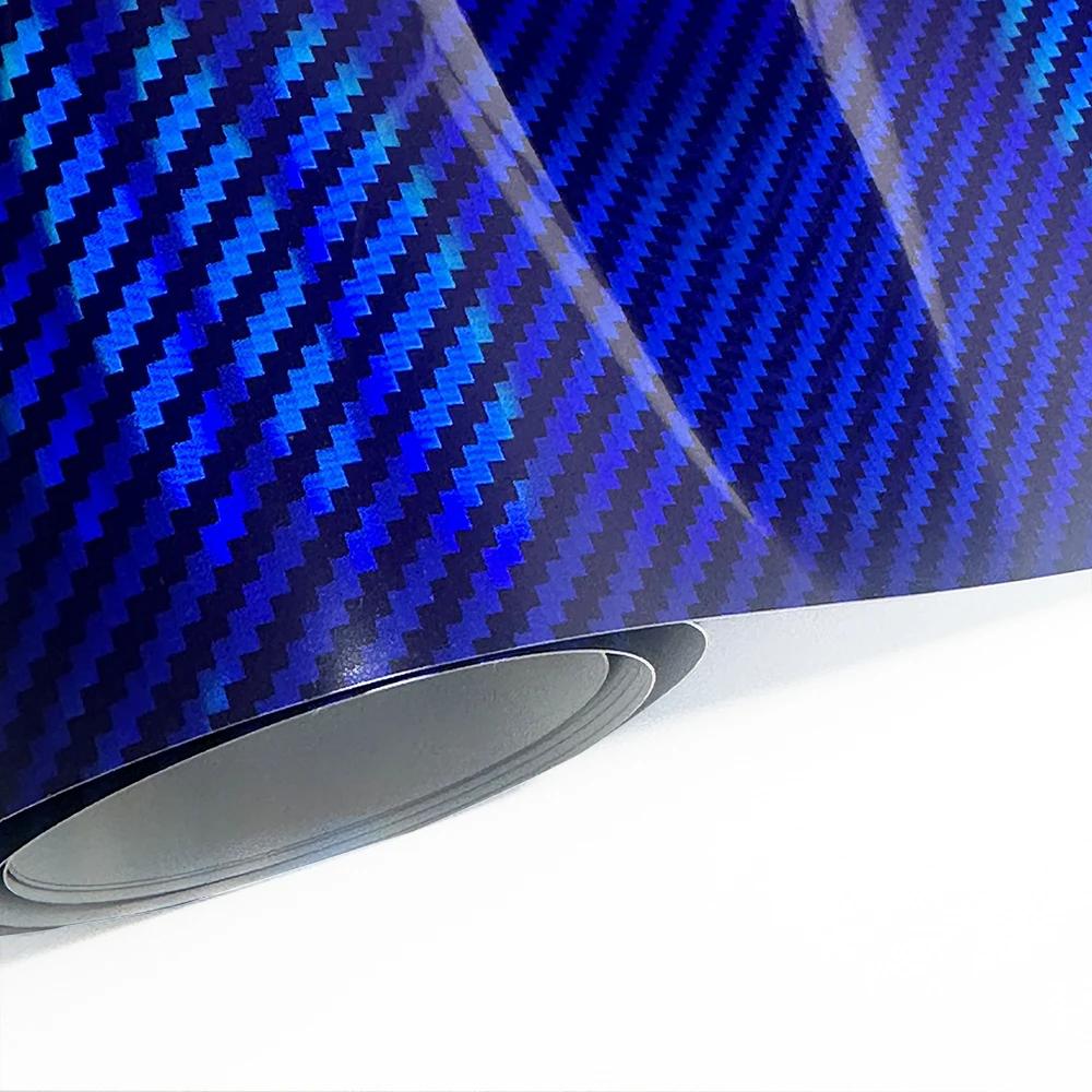 High Gloss Laser Blue Carbon Fiber Vinyl Film Motorcycle Body Stickers Rainbow Car Film Covers Accessories Wrap Foil Sticker