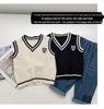 Dziecięca kamizelka swetrowa w stylu college - Wiosenno-jesienna dziergana kamizelka dla chłopców i dziewcząt