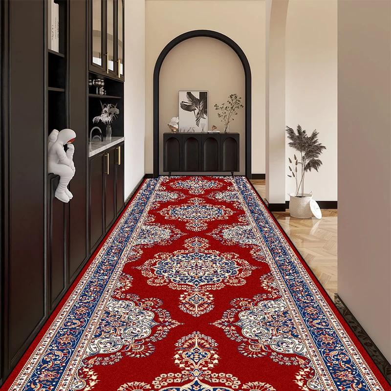 Bohemian Red Long Corridor Carpet Luxury Persia Decoration Hallway Rug Non-slip Easy Cleaning Floor Mat Stairway Runners Carpets