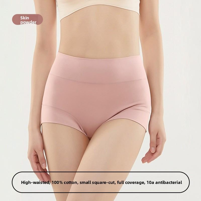 

Женские большие размеры Весна и Осень Хлопок Высокая талия Антибактериальные Удобные Расширенные Без следов Дышащие Плоский угол Трусы M розовый
