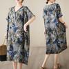 2026 new retro ethnic style summer new literary large size fat MM fattened large printed short-sleeved dress