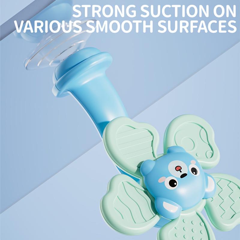 Baby Suction Cup Windmill Toy - Manual Rotating Wind- Spinner with & Bear Animal Shapes, Sensory Motor Skills Development
