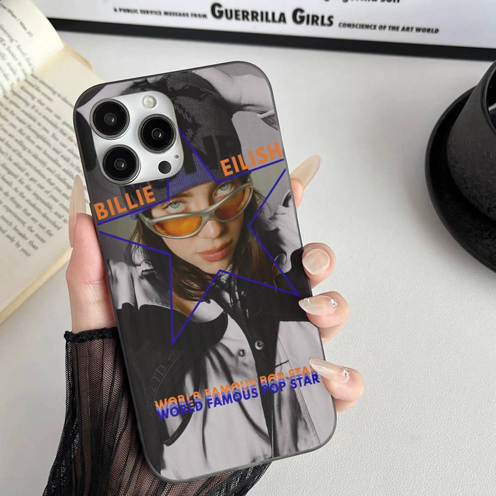 Pop E-Eilish Star B-billie Corrugated Stripe Phone Case For IPhone 17 16 15 14 13 12 11 Pro Max Plus Pro Shockproof Cover