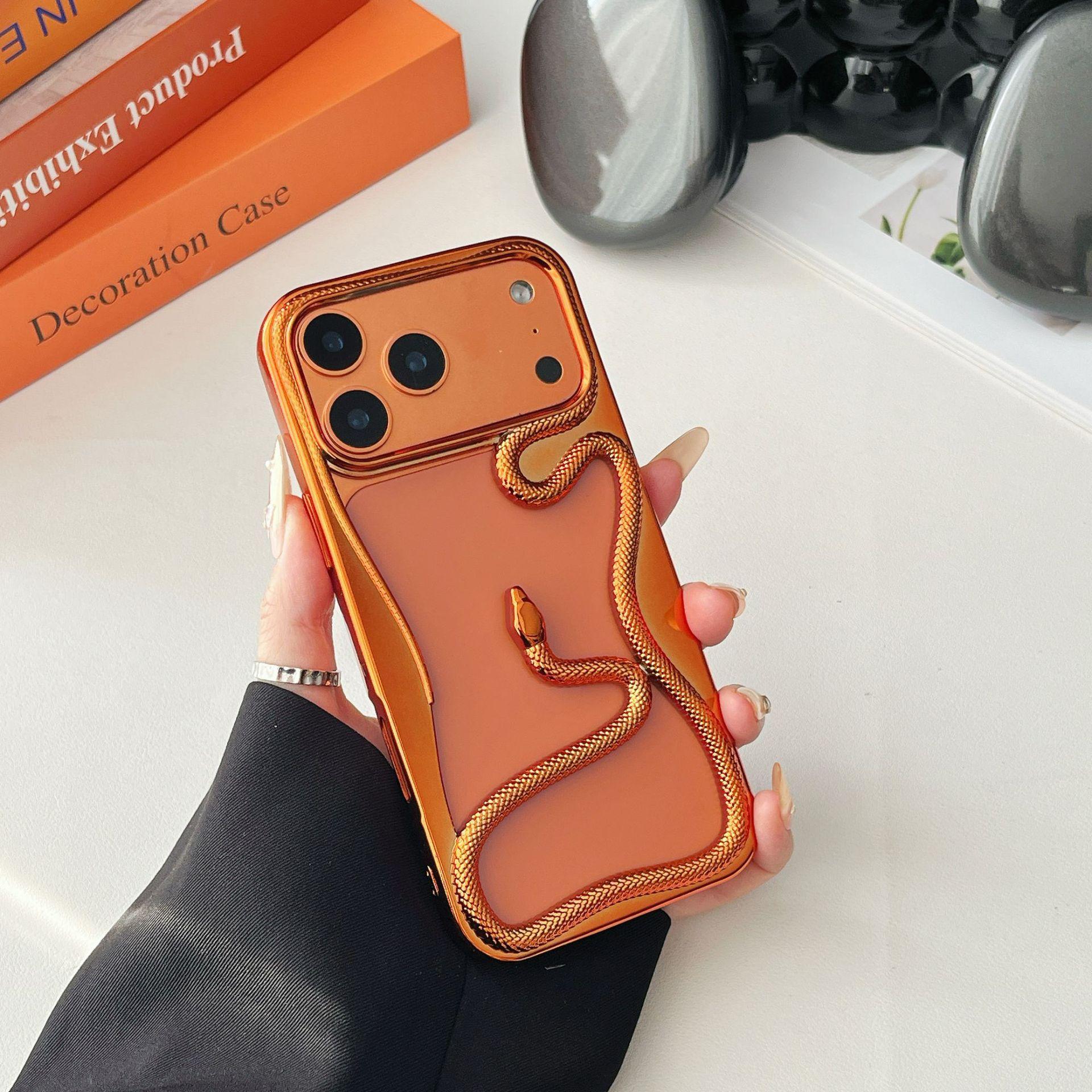 Phone Cases iPhone,Glossy Matte Hollow-out 3D Snake Design iPhone17
