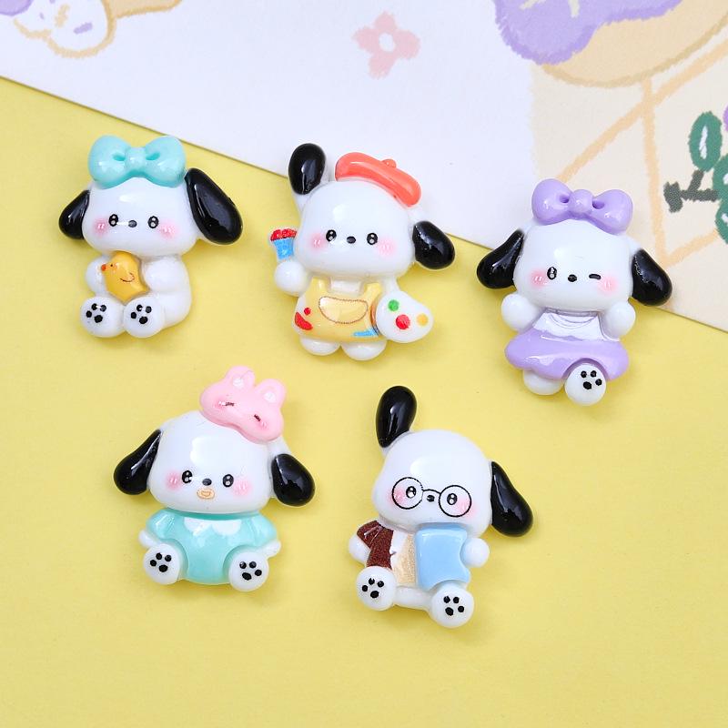 Cartoon White Dog Shoe Buckle & Hair Clip Resin Accessories for DIY Ornaments