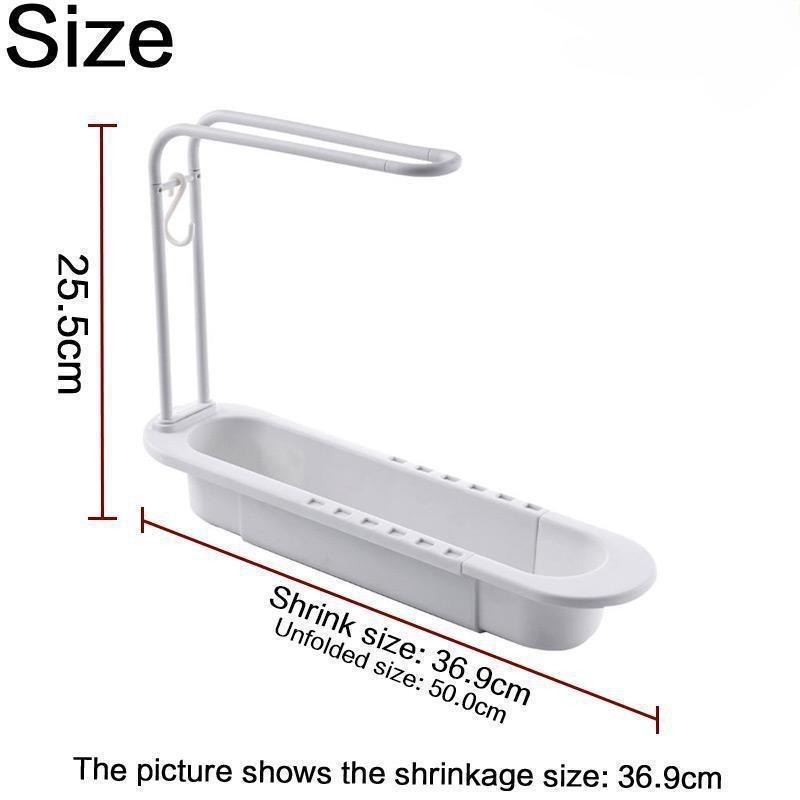 1pc Telescopic Kitchen Shelf, Large Capacity Drainage Basket, Kitchen Sink Accessories