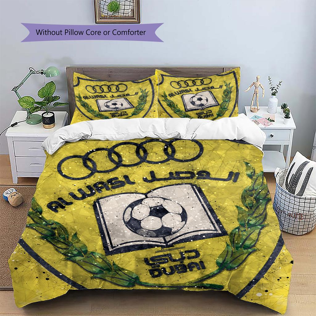 Al Wasl Football Club Pattern Bedding Quilt Set Home Decoration Gift (1 * duvet cover + 2 * pillowcase without core)