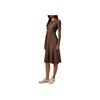 Calvin Klein Casual Embroidered Four-Button Knit Polo Long Sleeve Dress Women Dresses Dark-Gray-Brown J224574