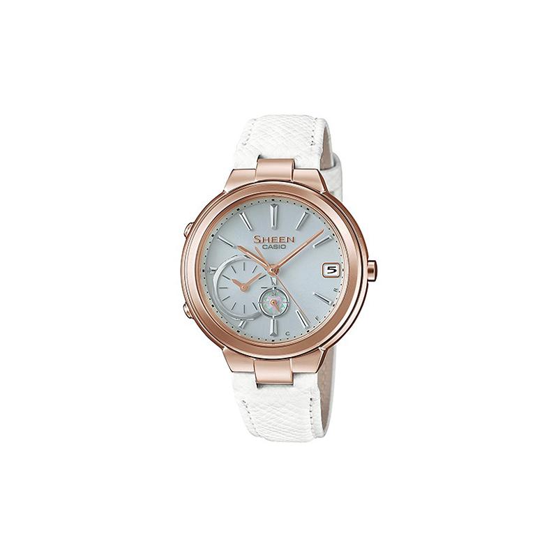 

Casio CASIOSHEENTIME RING Series Smart Bluetooth Connected Fashion Business Quartz Movement Genuine Leather Strap Japanese and SHB-200CGL-7A2021 білий