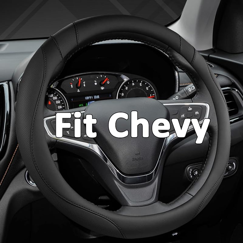 West Llama Ized Auto Car Steering Wheel Cover For Chevy 14.5-15 Inches, Steering Wheel Cover For Chevrolet (Black - Standard Size) [ Standard size (14½  -1