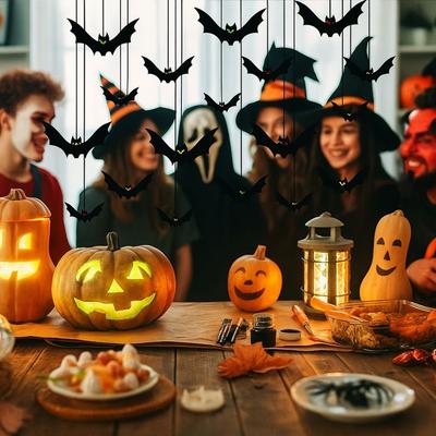 Décorations d'Halloween effrayantes avec des chauves-souris réalistes, décoration murale avec yeux simulés, pendentif chauve-souris pour une fête d'Halloween