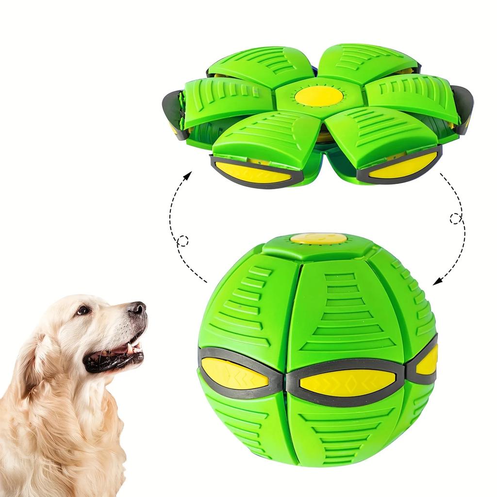 Palla rimbalzante a forma di disco volante è un giocattolo per cani e animali domestici resistente, elastico e divertente, adatto per attività all'aperto ed esercizio fisico