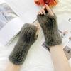 Real Mink Fur Gloves Winter Women's Half Finger Fur Gloves Thickened Handmade Mink Fur Gloves Lady Outdoor Warm Fur Gloves