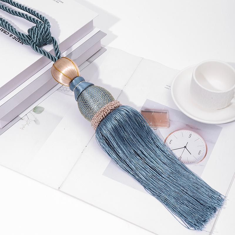 Gold Thread Tassel Tieback with Mesh Ball - Decorative Curtain Tie Ropes and Accessories