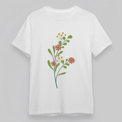 Women's Plus Size Trend Comfortable Classic T-Shirt Mens Womens Tees Top Orange Floral Graphic Tee