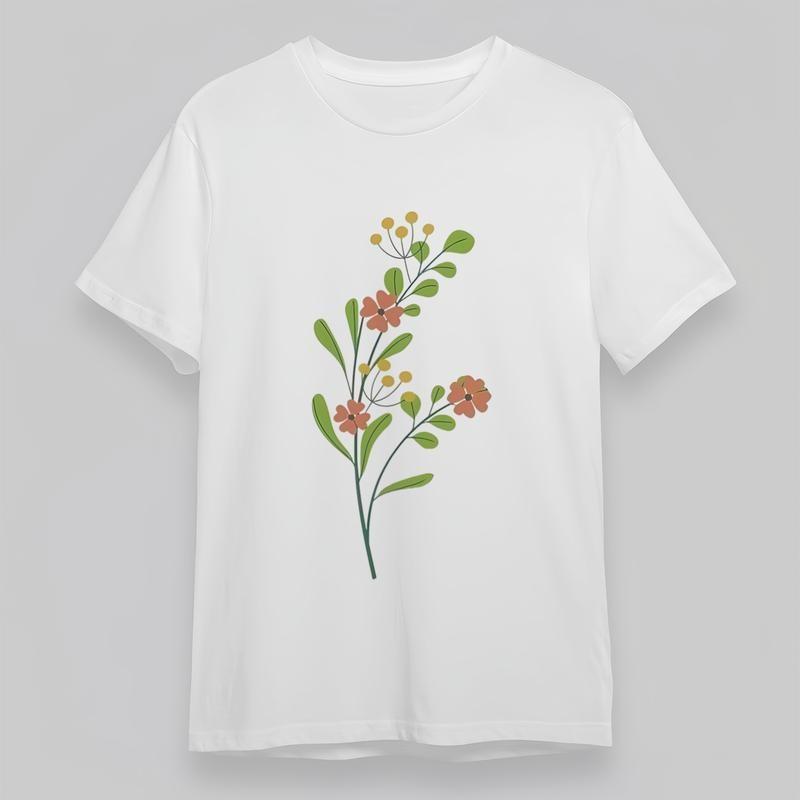 

Women s Plus Size Trend Comfortable Classic T-Shirt Orange Floral Graphic Tee M