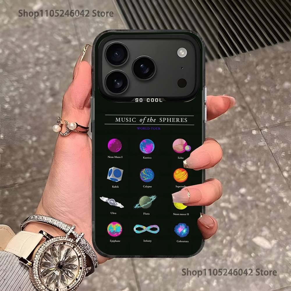 Band C-Coldplay For iPhone 17,16,15,14,13,12,11,Pro,MAX,Plus Black Shockproof Candy Matte Cover