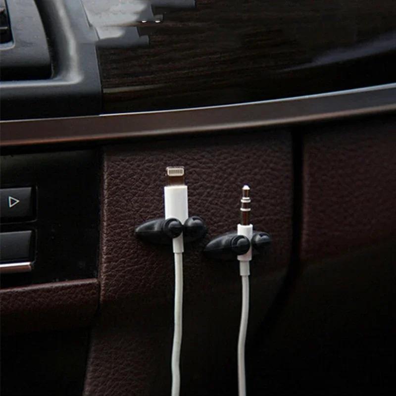 4Pcs  Mini Cable Winder Organizer USB Charging Cable Clips Desk Tidy Organiser Wire Cord Holder Protectors In Home Office Car