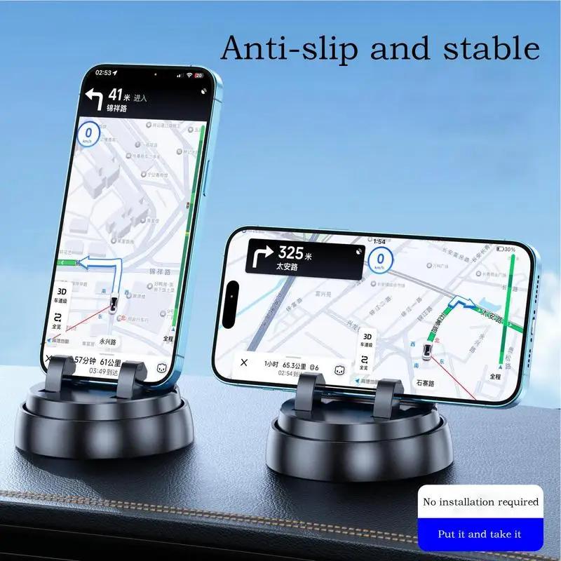 1pc Car Phone Mount Dashboard 360 Degree Rotatable with Suction & Non-Slip Silicone Grip Car Navigation Mobile Phone Holder