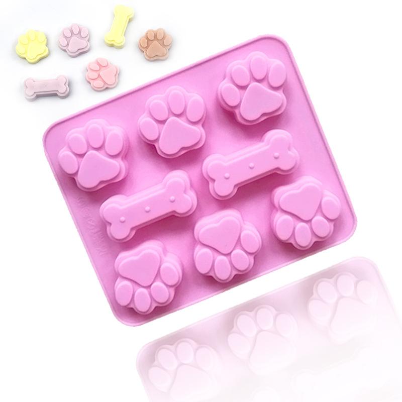 Dog Paw Bone Mold Pet Frozen Treats Silicone Mould Puppy Cat Print Treat Moldes De Silicona Baking Accessories Cupcake Topper