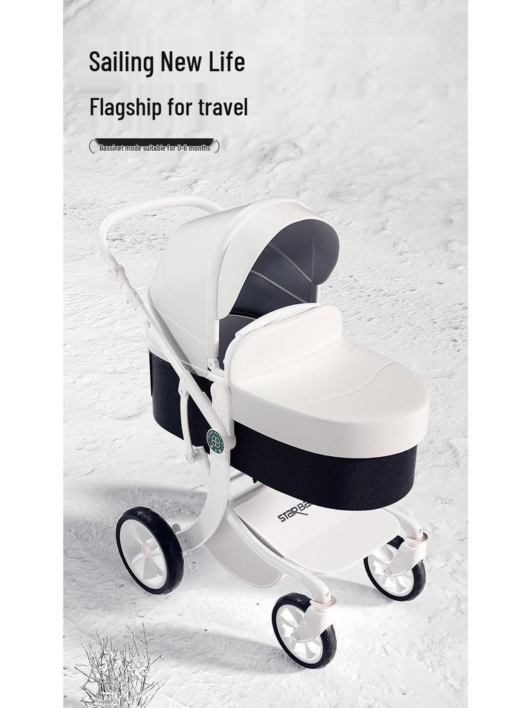 Starbaoqi Spine-Support Eggshell Baby Stroller: Foldable, Two-Way, High-View, Sit-Lie Design
