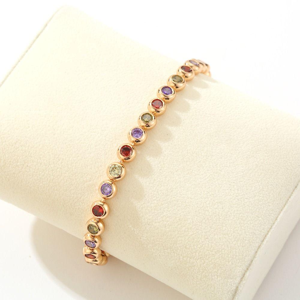 Handmade Shiny Zirconia Bracelet Jewelry Round Shape Cuff Bracelet  Jewelry Accessories
