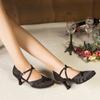 Damen Latein Tanzschuhe Ballsaal Tango Tanzschuhe Weiche Sohle Party Salsa Tanzschuhe Mädchen High Heel Satin 7,5cm