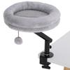 Cat Desk Bed, 360 Rotating, Height Adjustable, Washable, Toy Ball, 35 x 35 x 48 cm, Grey