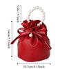 Solid Color PU Drawstring Bag Storage Bag Wedding Candy Bag Pearls Handle Wrist Bag  Festival