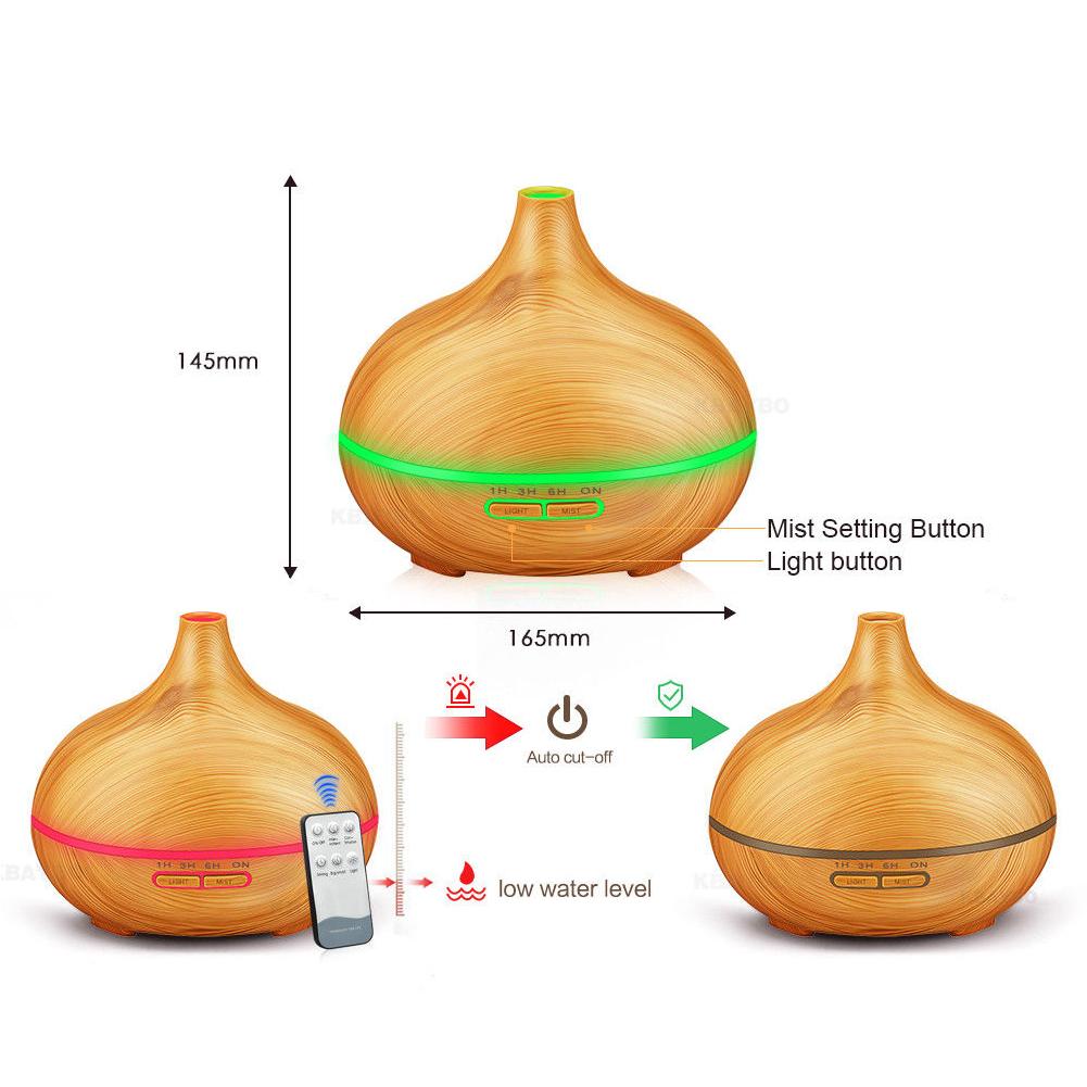 Fashion Wood Grain Aroma Essential Oil Diffuser Ultrasonic Air Humidifier Colourful Night Light Home Decoration