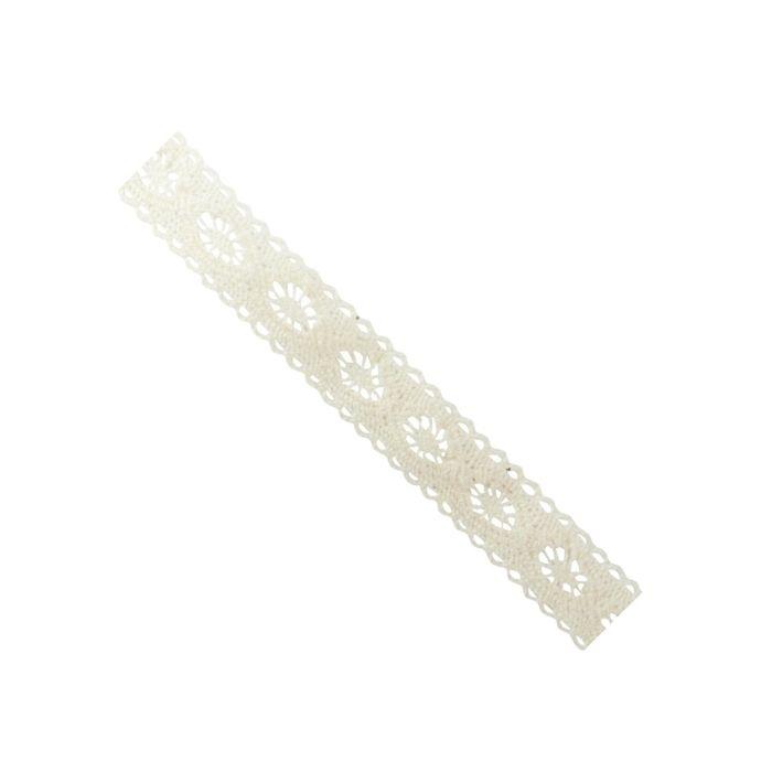 MégaCréa DIY - Ecru Cotton Lace Ribbon Rosette 1.5 Cm X 2 M