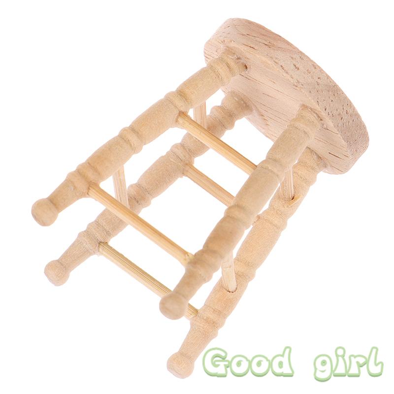 Sale Mini Furniture Dollhouse Simulation Wooden Stool Model Living Room Toy Doll House Furniture Accessor Miniature Kid Toy