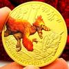 Dinosaur Animal Tyrannosaurus Rex Gold Plated Color Printing Commemorative Medal Creative Craft Gold Coin Velociraptor Children's Gift Coin