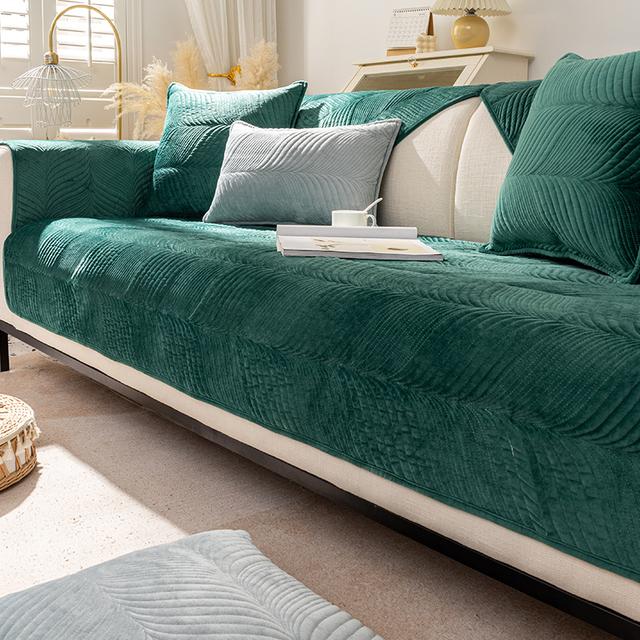 Thicken Plush Sofa Cover Soft Velvet Sofa Mat Anti -Slip Sofa Towel Corner Solid Color Washable Couch Slipcovers For Living Room