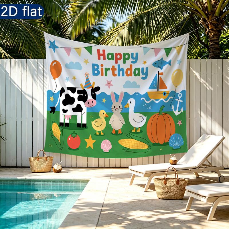Party Backdrop Flat Banners Duck Rabbit Pumpkin Boat Bunting Celebrations Wedding Celebration Photo Booth Front Door Decor